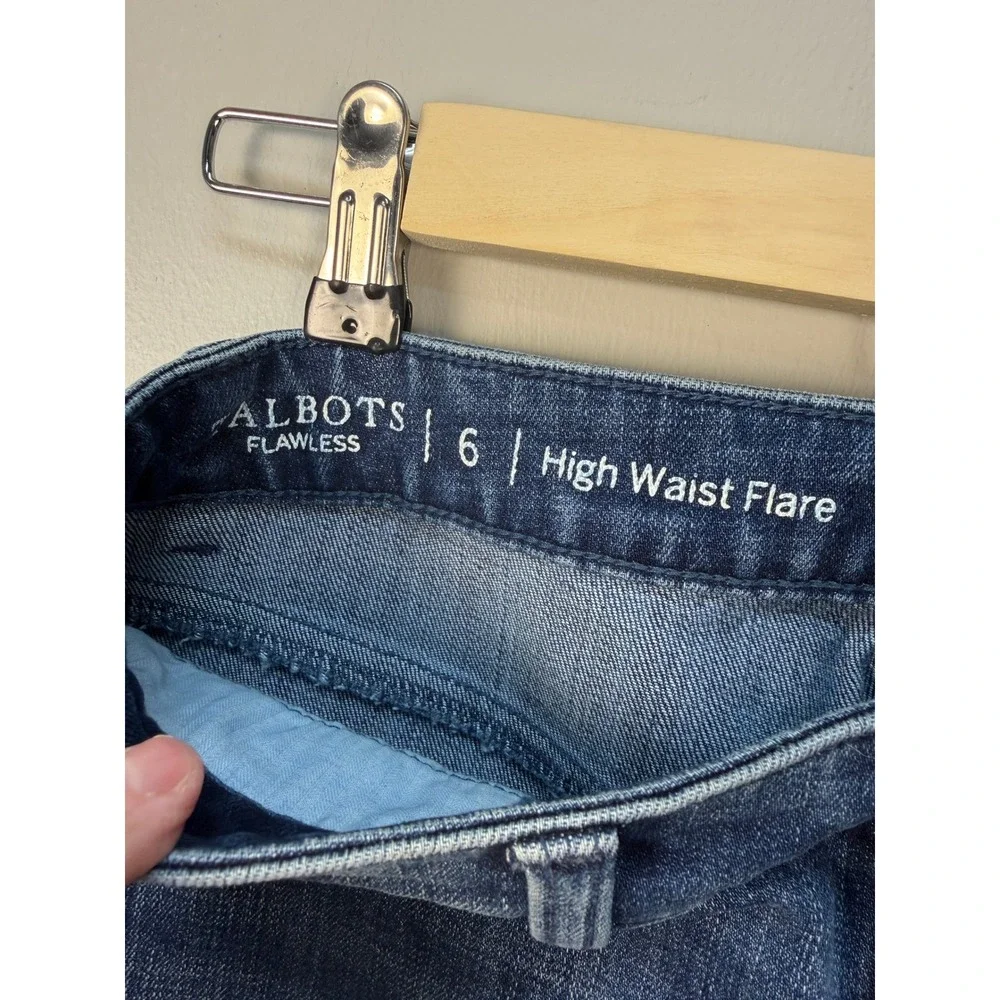 Talbots Flawless High Waist Flare Jeans Size 6 Blue Medium Wash Denim Retro